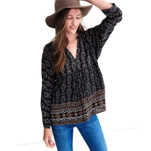 Madewell Tops - Madewell | Silk Bohème Popover Shirt in Burnished Floral